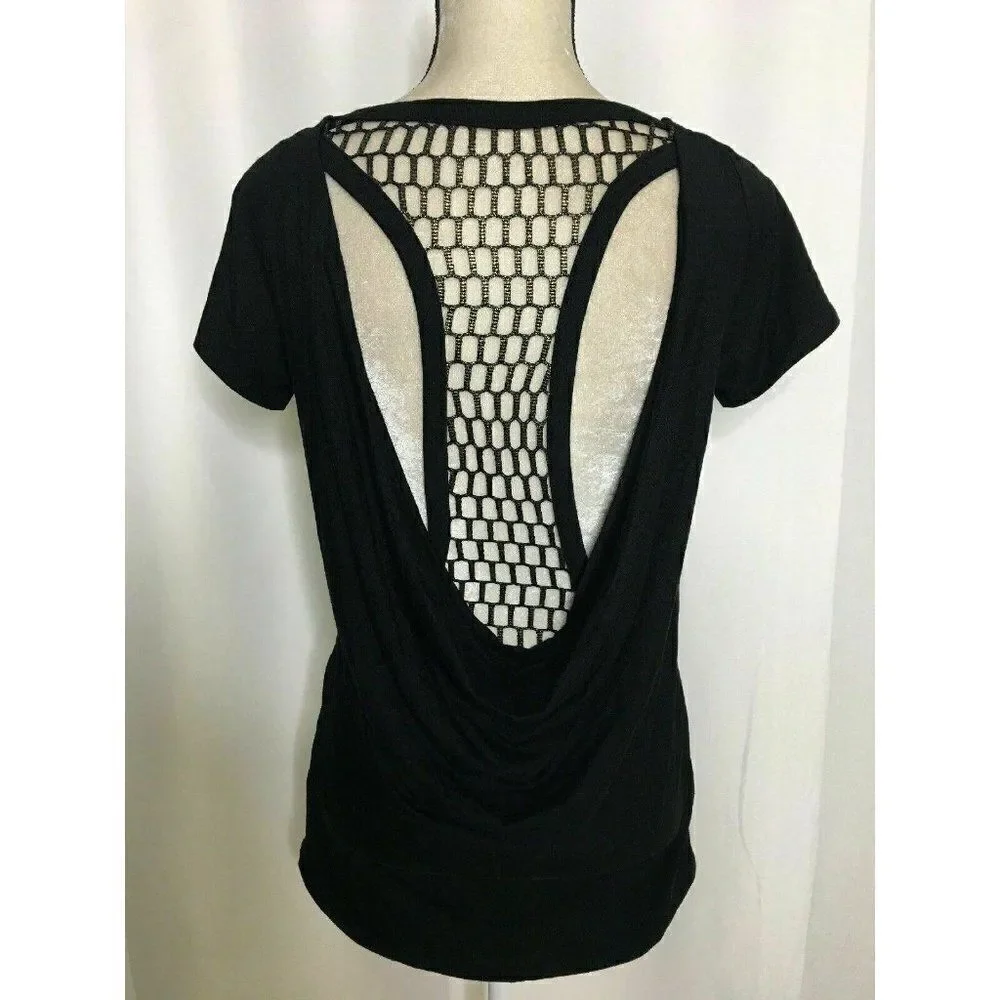Benjamin Jay Womens Black Gold Short Sleeve Top - Picture 4 of 9